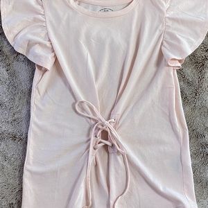 Girl's Cinched Light Pink Top w/ Ruffled Sleeves